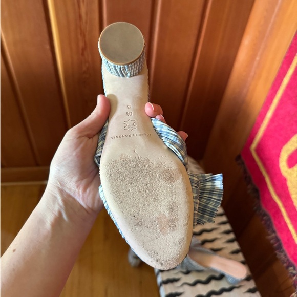 Loeffler Randall Emilia Blue Gingham Bow Heeled Sandals - Picture 3 of 3